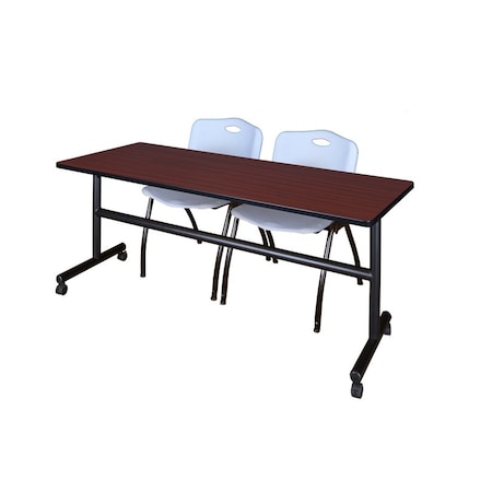 Kobe Rectangle Tables > Nesting Tables > Kobe Flip Top Table & Chair Sets, 72 W, 24 L, 29 H, Mahogany MKFT7224MH47GY
